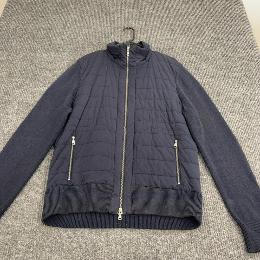 Banana‎ Republic Jacket Mens L Blue Cotton Quilted Hybrid Full Zip Casual
